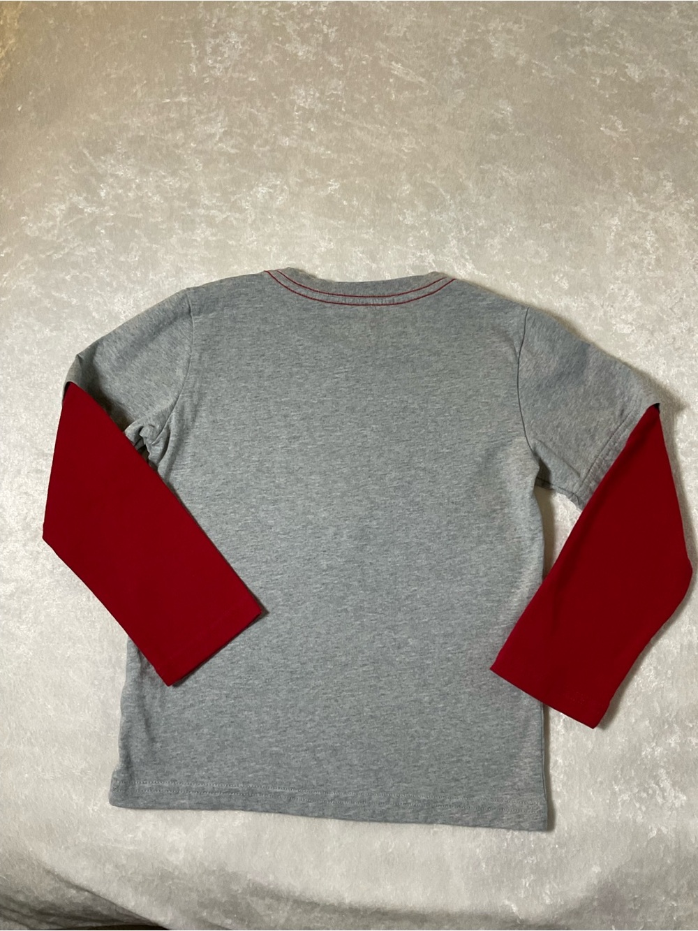 Gymboree Gray Long Sleeve Tee with Red Sleeves & Bulldog Patch - Picture 2 of 8